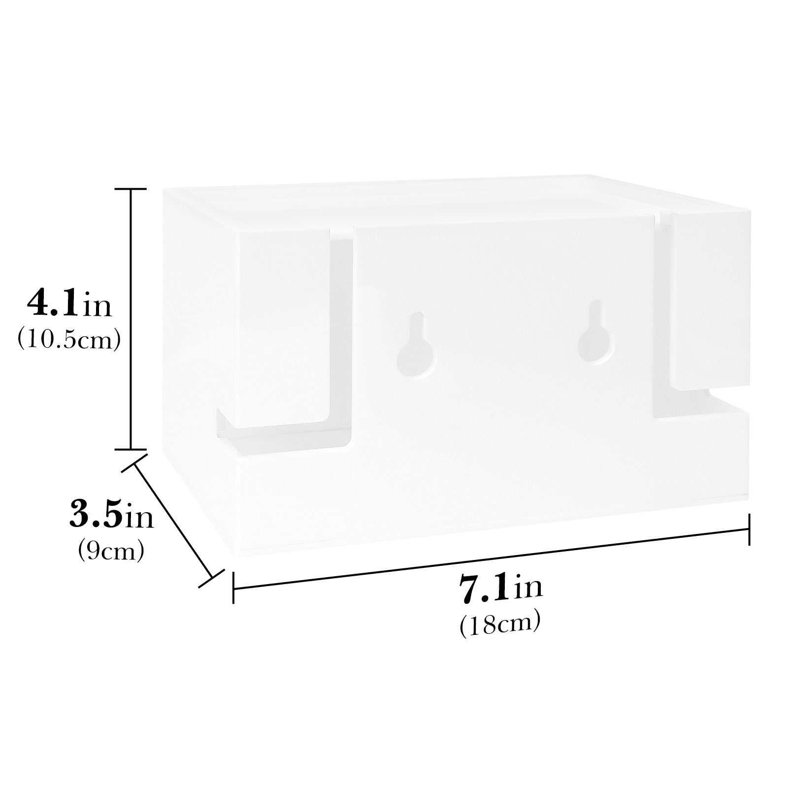 Linkidea Bathroom Electric Toothbrush and Razor Cable Organizer Box, Vanity Hide Cord Organizer, Charger and Power Strip Storage Box, Keep Outlet Clutter Free and Clean (White)