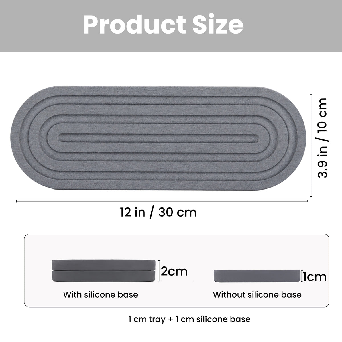 Linkidea Quick-Drying Bathroom Countertop Tray, Soap Dispenser and Soap Dish Organizer with Removable Silicone Mat for Bathroom Sink and Kitchen (Grey)