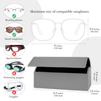 Linkidea Oversized Sunglasses Case, Large Frame Glasses Case for Sunglasses, Eyeglasses Travel Bag Compatible with Persol Rectangle/Aviator Ray-Ban Caravan Reverse Square (Grey)
