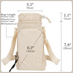 Linkidea Water Bottle Carrier with Strap Compatible with Owala FreeSip 24oz/32oz, IRON FLASK Wide Mouth 32oz, Bottle Shoulder Strap Bag Holder with Phone Pocket (Beige)