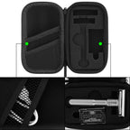 Linkidea Durable Hard Shell Shaving Travel Case, Storage Box for Short/Long Handled Razor Blades & Accessories, Compatible with Merkur, Vikings, WEISHI Double Edge Safety Razors (Black)