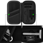 Linkidea Durable Hard Shell Shaving Travel Case, Storage Box for Short/Long Handled Razor Blades & Accessories, Compatible with Merkur, Vikings, WEISHI Double Edge Safety Razors (Black)