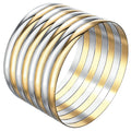70 mm (2.76") Bangle Set for Women, 6 mm Wide Gold & Silver -Tone Stainless Steel Stackable Bracelets - Fits Palm Width up to ~100 mm