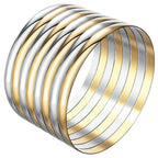70 mm (2.76") Bangle Set for Women, 6 mm Wide Gold & Silver -Tone Stainless Steel Stackable Bracelets - Fits Palm Width up to ~100 mm