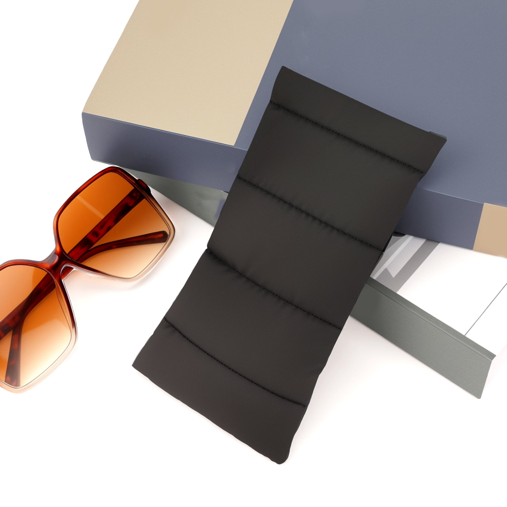 Extra Large Sunglasses Pouch Case, Black Eider Down Eyewear Organizer Soft Bag for Travel Compatible with RayBan RB4401D/RBS0101S/RB4098/RB3825 Persol PO3328S/PO3311S