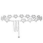 Plus Size Chain Belt for Women, Silver Metal Chain Belt Women Belly Waist Chains, Extra Long Body Chain, 47 Inch Adjustable Chunky Belt Chain (Love Buckle Style)