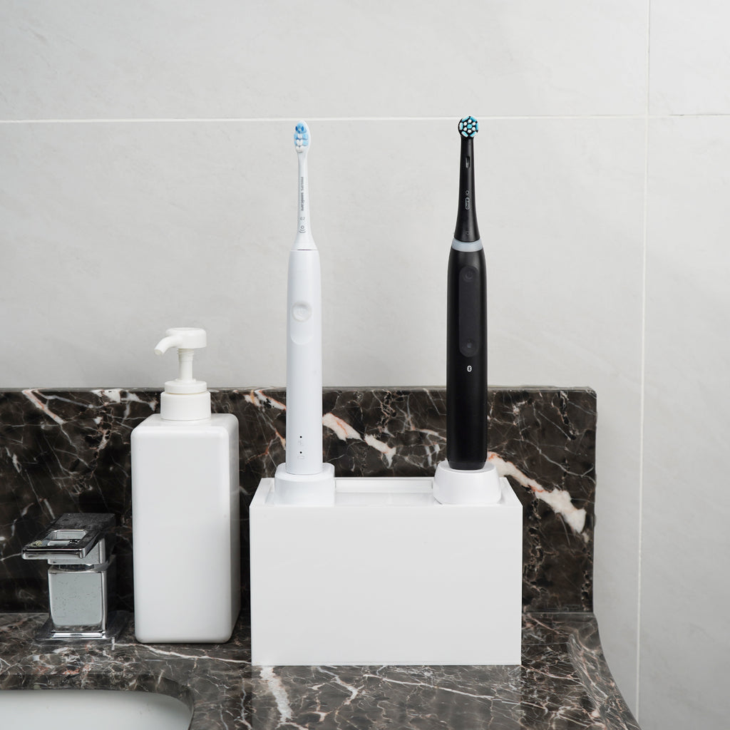 Linkidea Bathroom Electric Toothbrush and Razor Cable Organizer Box, Vanity Hide Cord Organizer, Charger and Power Strip Storage Box, Keep Outlet Clutter Free and Clean (White)