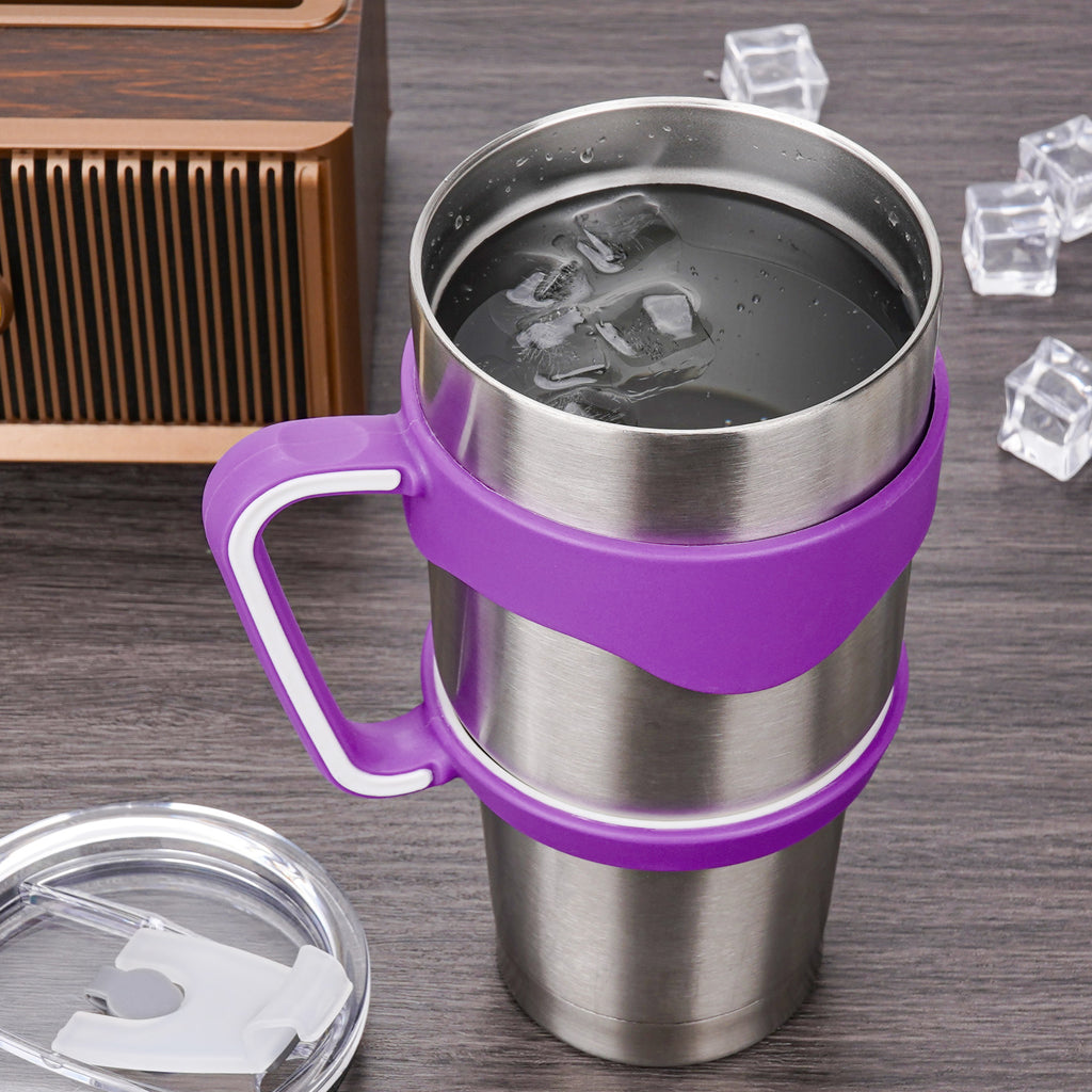 Linkidea Tumbler Handle Compatible with 30oz YETI Rambler, OZARK TRAIL Tumbler, Portable Anti Slip Travel Mug Grip, Purple