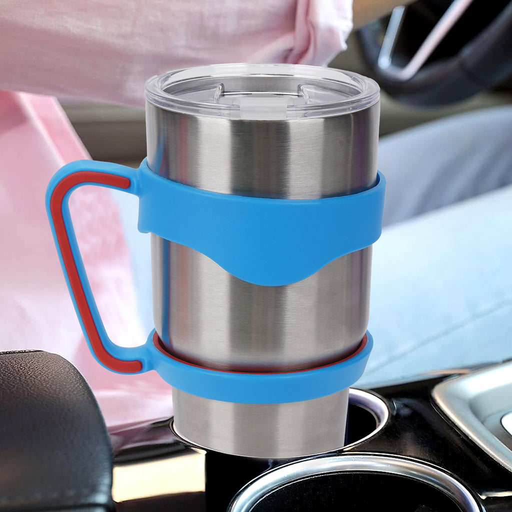 Linkidea Tumbler Handle Compatible with 30oz YETI Rambler, OZARK TRAIL Tumbler, Portable Anti Slip Travel Mug Grip, Blue