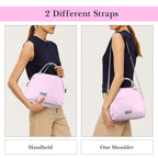 Linkidea Lunch Bag for Adult, Canvas Insulated Lunch Bag with Two Carrying Mode, Large Capacity Lunch Tote Bag with Zipper Fits Daily Use, Compatible with Bentgo, Ello, Natraprow, Iteryn (Pink)