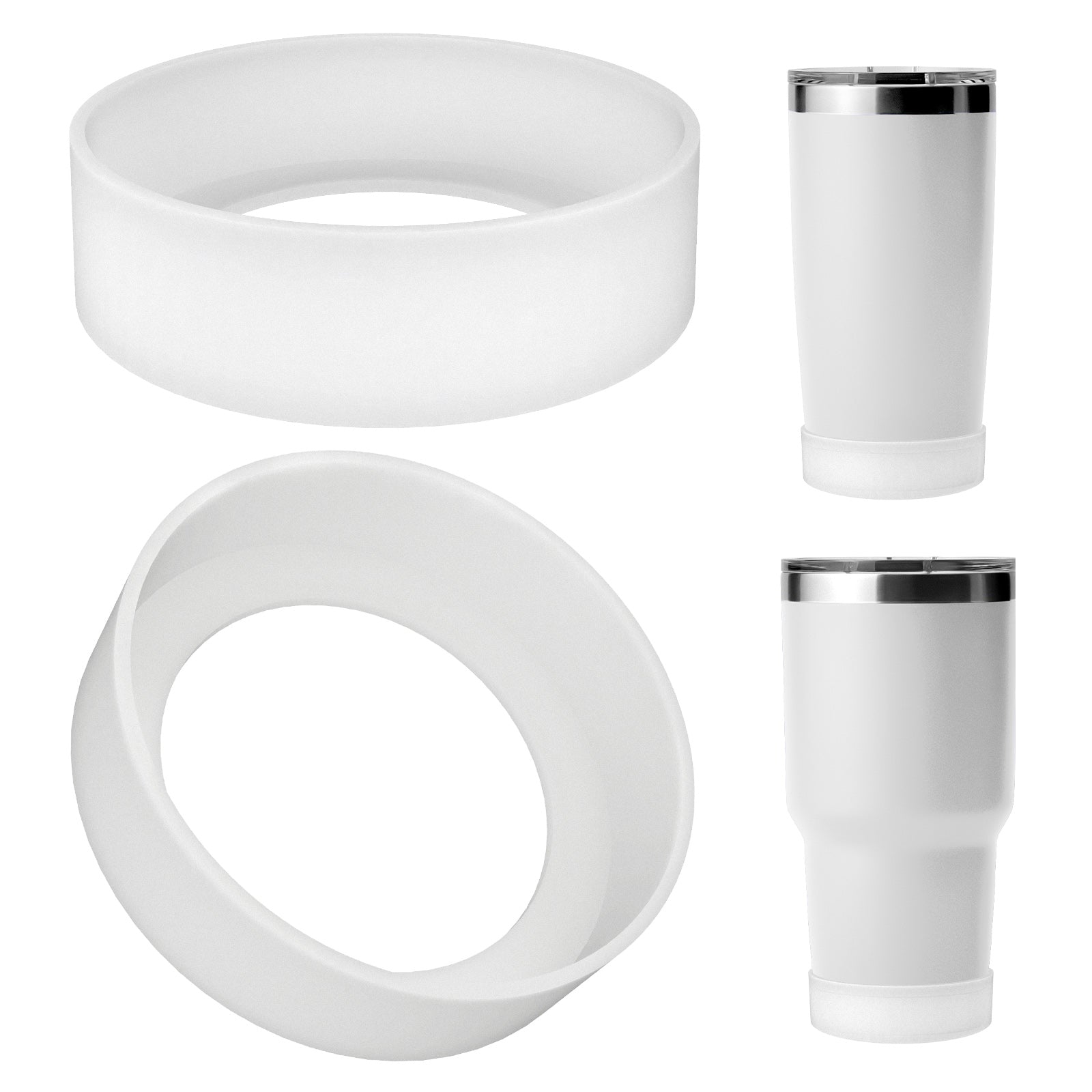Linkidea 2 Pack Water Bottle Boot Compatible with YETI Tumbler 20oz/30oz, Travel Mug 20oz/30oz, Silicone Anti-Slip Waterbottle Bottom Sleeve Cover Protector (Clear White)