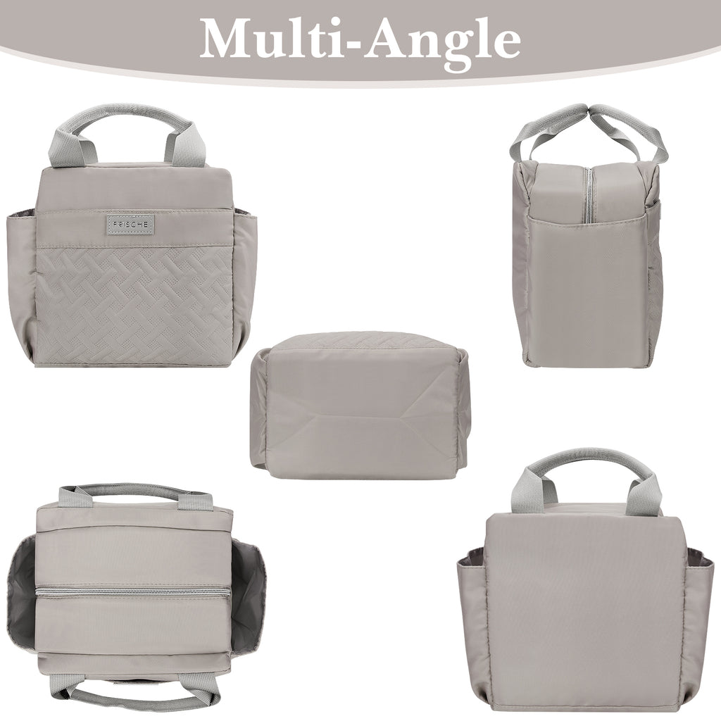 Linkidea Lunch Bag for Women, Large Leak Proof Lunch Tote Cooler, Lunch Tote Bag with Bottle Holder and Side Pockets, Compatible with NatraProw, LOVINA, Caperci (Grey)