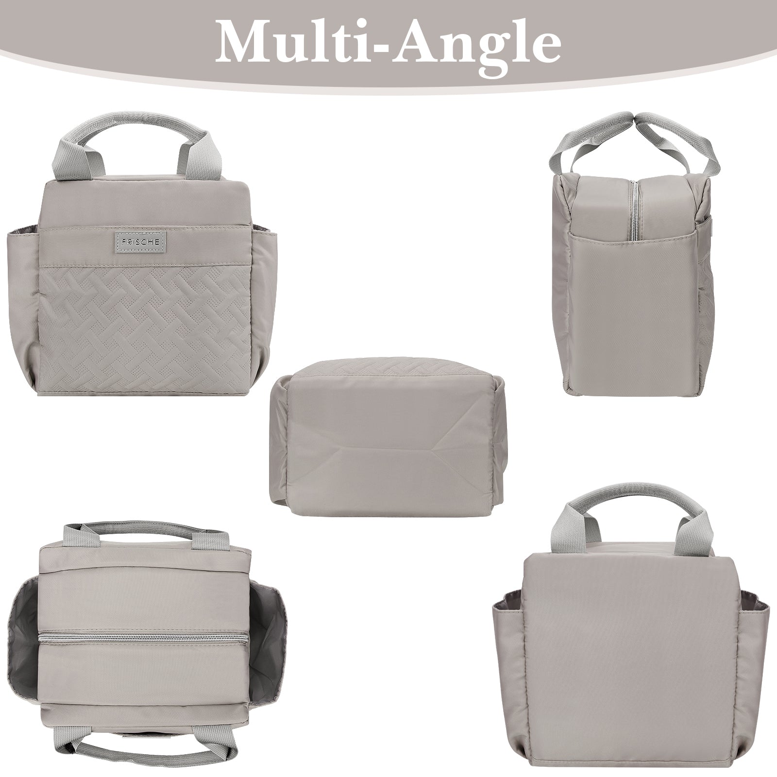 Linkidea Lunch Bag for Women, Large Leak Proof Lunch Tote Cooler, Lunch Tote Bag with Bottle Holder and Side Pockets, Compatible with NatraProw, LOVINA, Caperci (Grey)