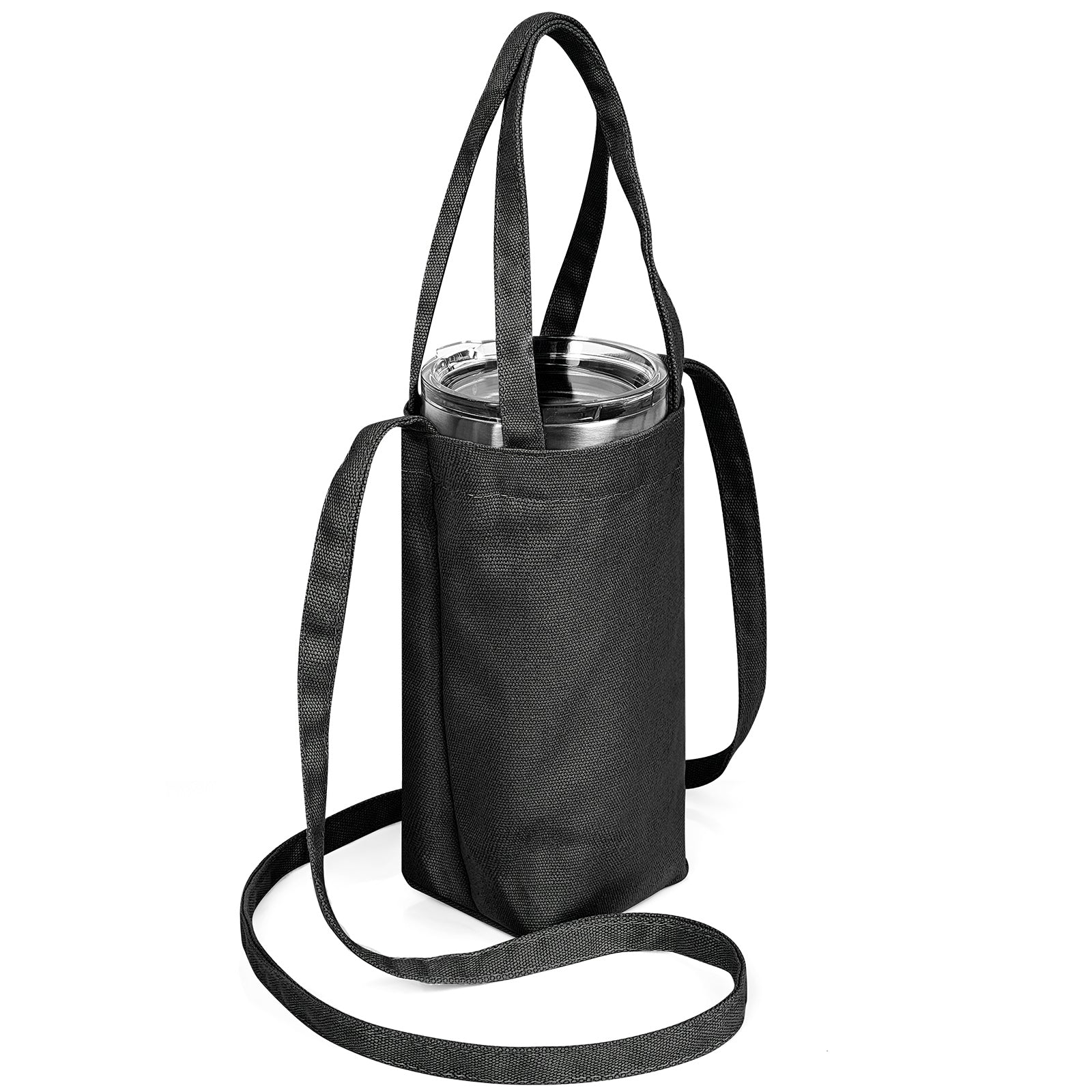 Linkidea Tumbler Carrier with Strap Compatible with YETI Rambler Tumbler 30oz, IRON °FLASK Classic Tumbler 2.0 20oz/24oz/32oz, Waterbottle Sling Bag Coffee Mug Holder, Shoulder Strap, Black