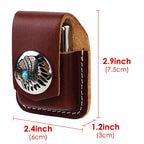 Linkidea Vegan Leather Lighter Pouch with Retro Feather Medallion, Protective Lighter Holster Compatible with Zippo Classic Models, Belt Loop Travel Case (Brown)
