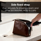Linkidea Silicone Razor Cover with Fixed Strap, Razor Storage for Travel, Compatible with 2 oz Shaving Gel, Gillette Fusion 5 Power, GilletteLabs with Exfoliating Bar (Black)