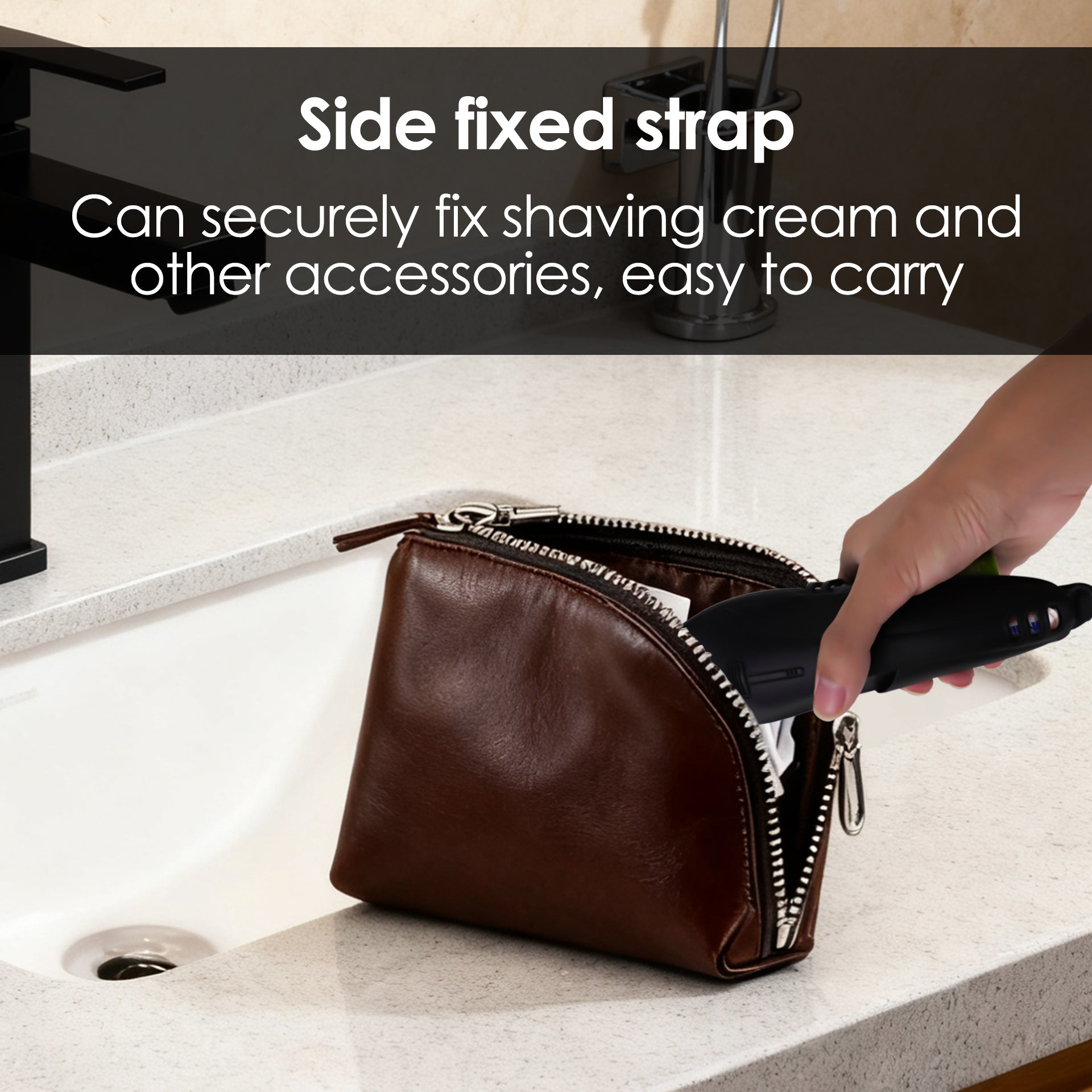 Linkidea Silicone Razor Cover with Fixed Strap, Razor Storage for Travel, Compatible with 2 oz Shaving Gel, Gillette Fusion 5 Power, GilletteLabs with Exfoliating Bar (Black)