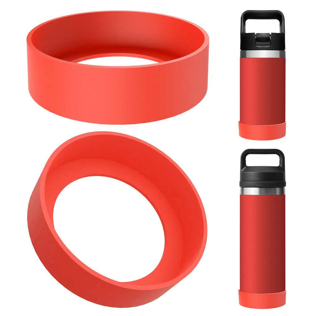 Linkidea 2 Pack Water Bottle Boot Compatible with YETI Rambler Jr. Kids 12oz, Rambler Bottle 12oz/18oz, Yonder 20oz, Silicone Anti-Slip Bottle Bottom Bumper Protector (Red)