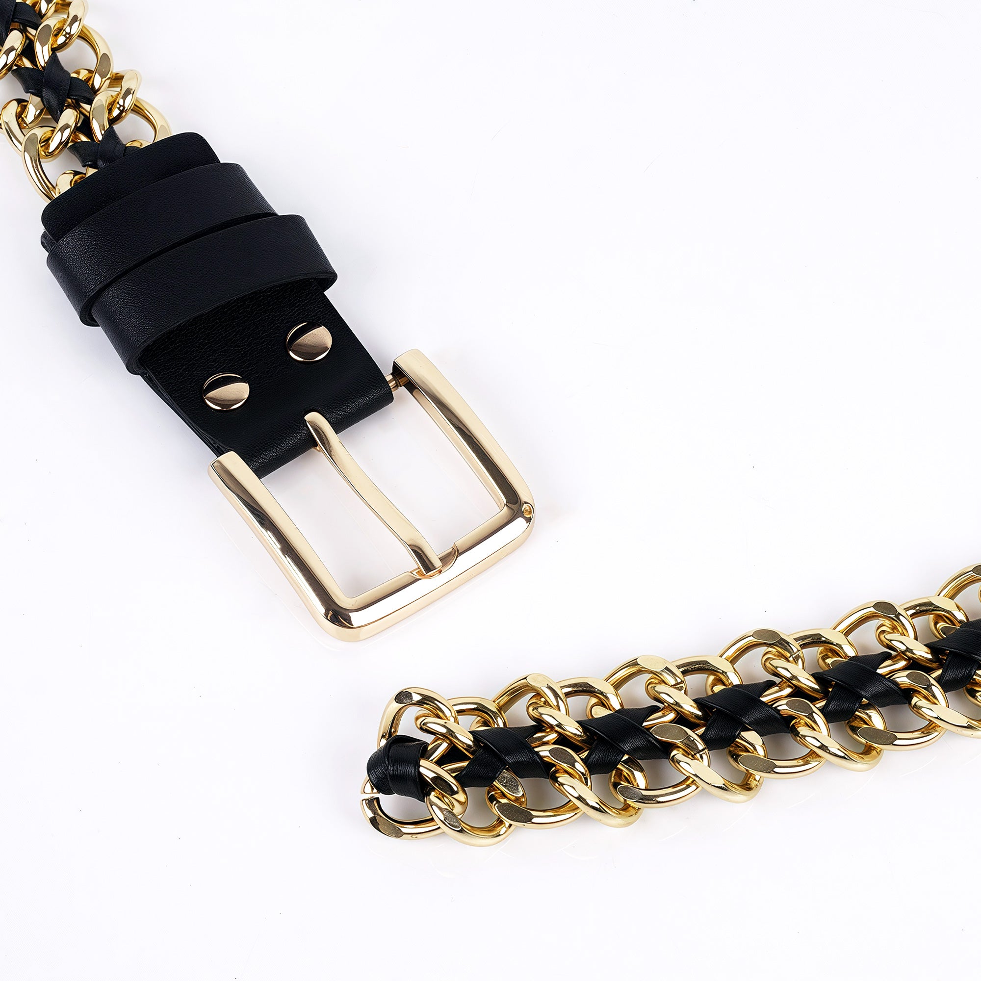 Plus Size Chain Belt for Women, Gold Black Color Trendy Waist Belt, 43.3 Inch Adjustable Body Chunky Chain for Dresses, Party, Casual Wear, Fashion Jewelry Accessory