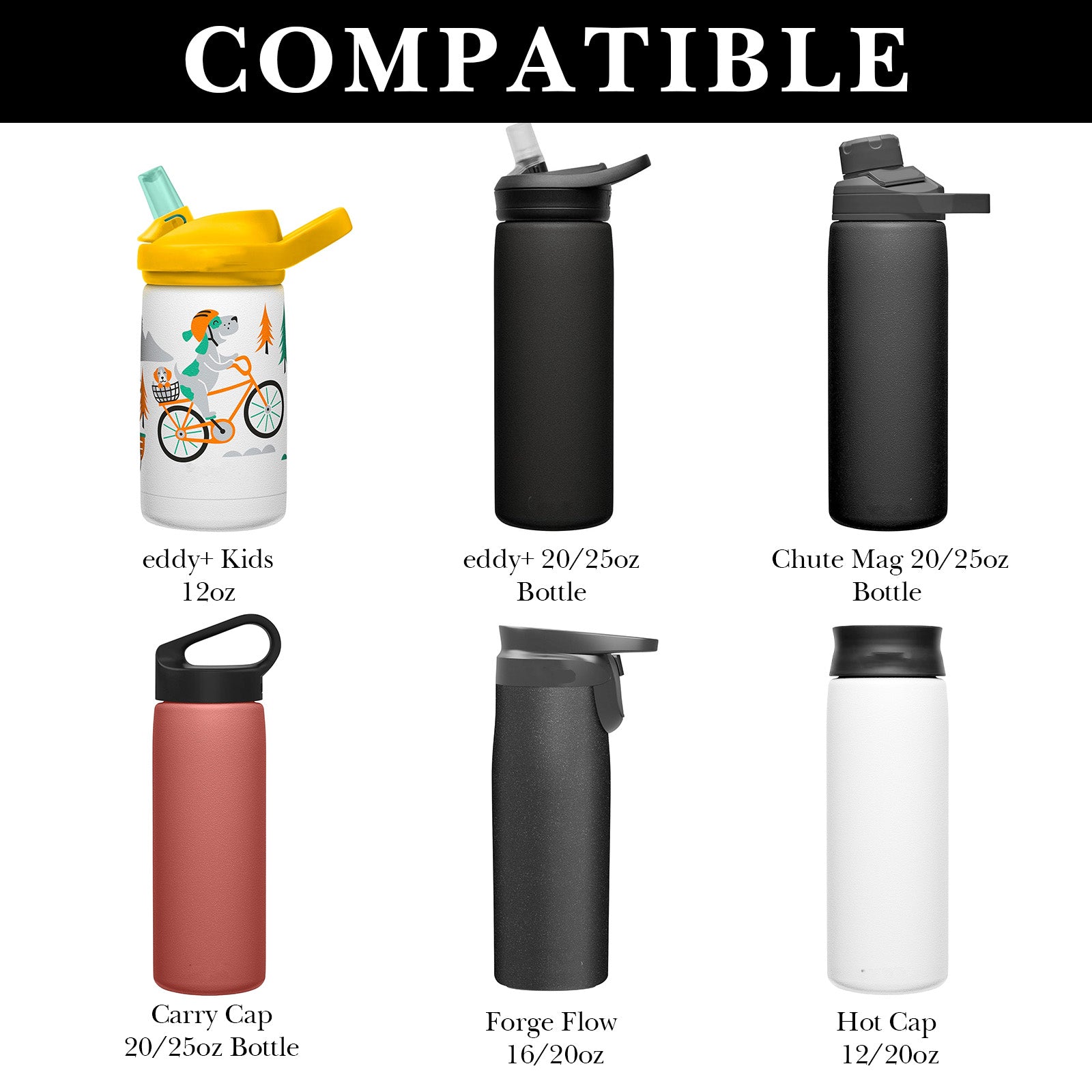 Linkidea 6 Pack Water Bottle Bottom Pad Compatible with CamelBak eddy+ Steel Bottle 20/25oz, Chute Mag Bottle, Silicone Anti-Slip Waterbottle Base Silencer Rubber Protector