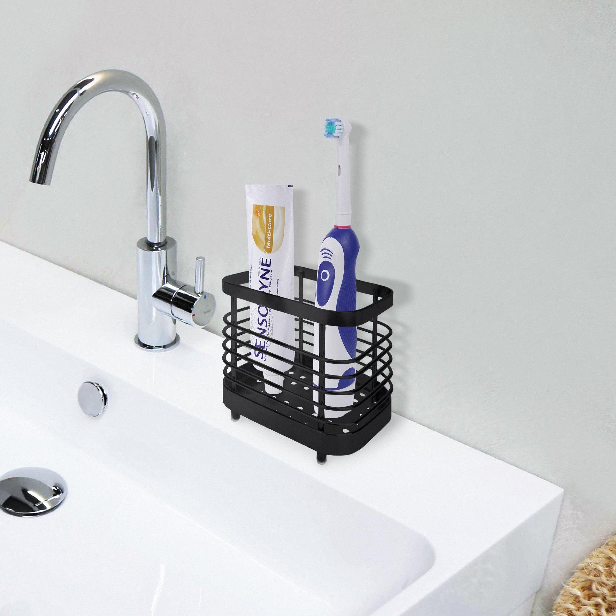 Linkidea Electric Toothbrush Holder, Stainless Vanity Toothpaste Stand, Single Slot Organizer Compatible with Oral-B iO Series, Philip Sonicare ProtectiveClean (Black)