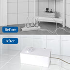 Linkidea Bathroom Electric Toothbrush and Razor Cable Organizer Box, Vanity Hide Cord Organizer with Charger and Power Strip Storage Box, Keep Countertop and Outlet Clutter Free and Clean (White)