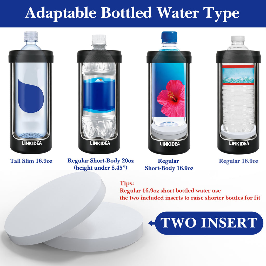 Linkidea Bottled Water Cooler Holder Compatible with Smartwater 16.9 Fl Oz, Evian 16.9 Fl Oz, Insulated Stainless Steel Disposable Water Bottle Holder, Keep Drinks Cold