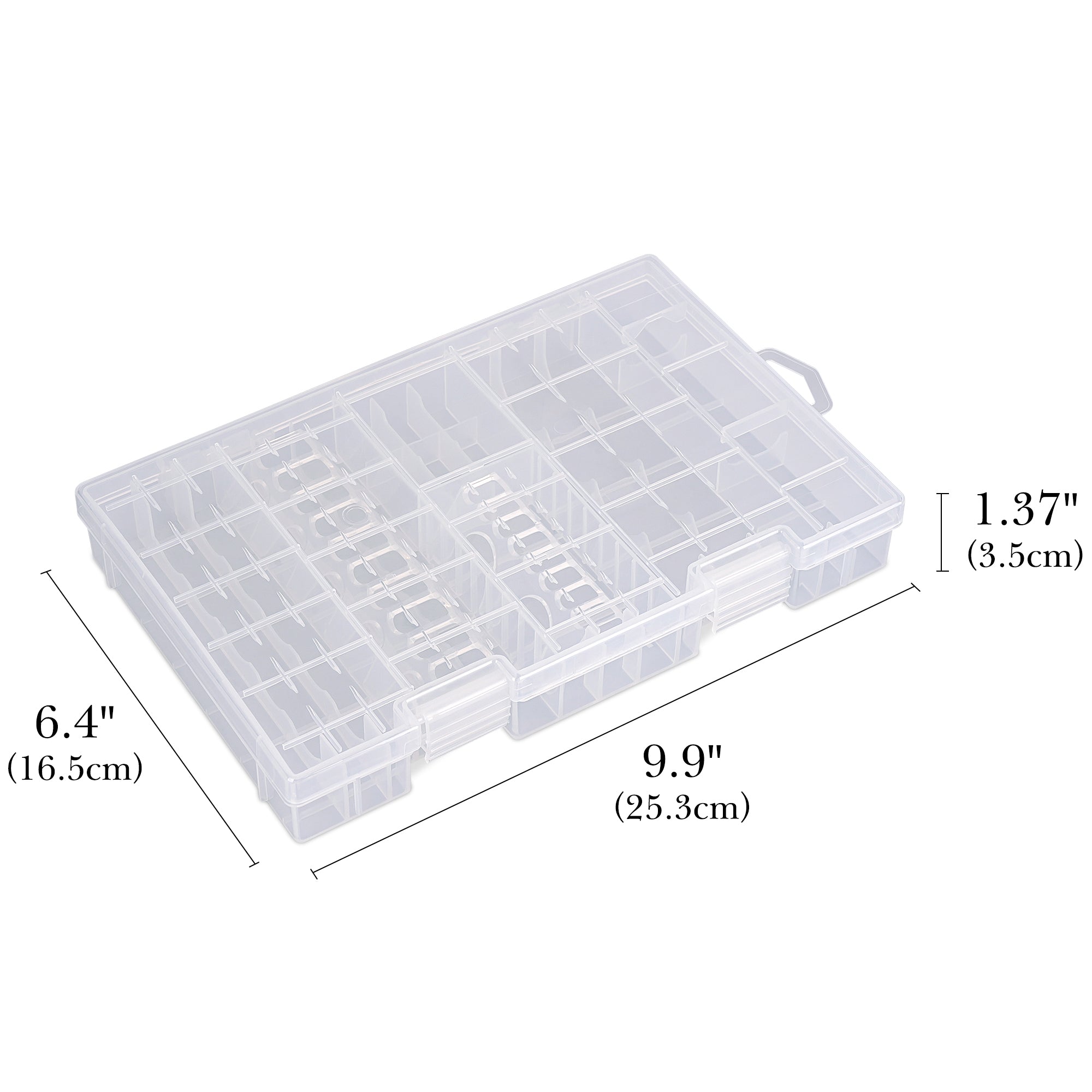 Linkidea Plastic Battery Organizer Case for AA/AAA/C/D/9V, Storage Box Holds 29 Batteries with Dividers, Portable for Home & Outdoor (Clear)