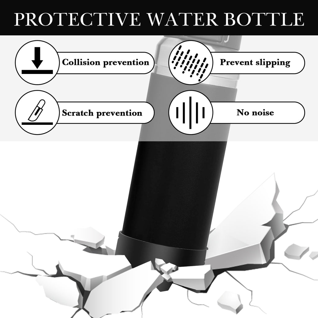 Linkidea 2 Pack Water Bottle Boot Compatible with Stanley Quick Flip GO 36oz, Silicone Waterbottle Bottom Bumper Protector (Black)