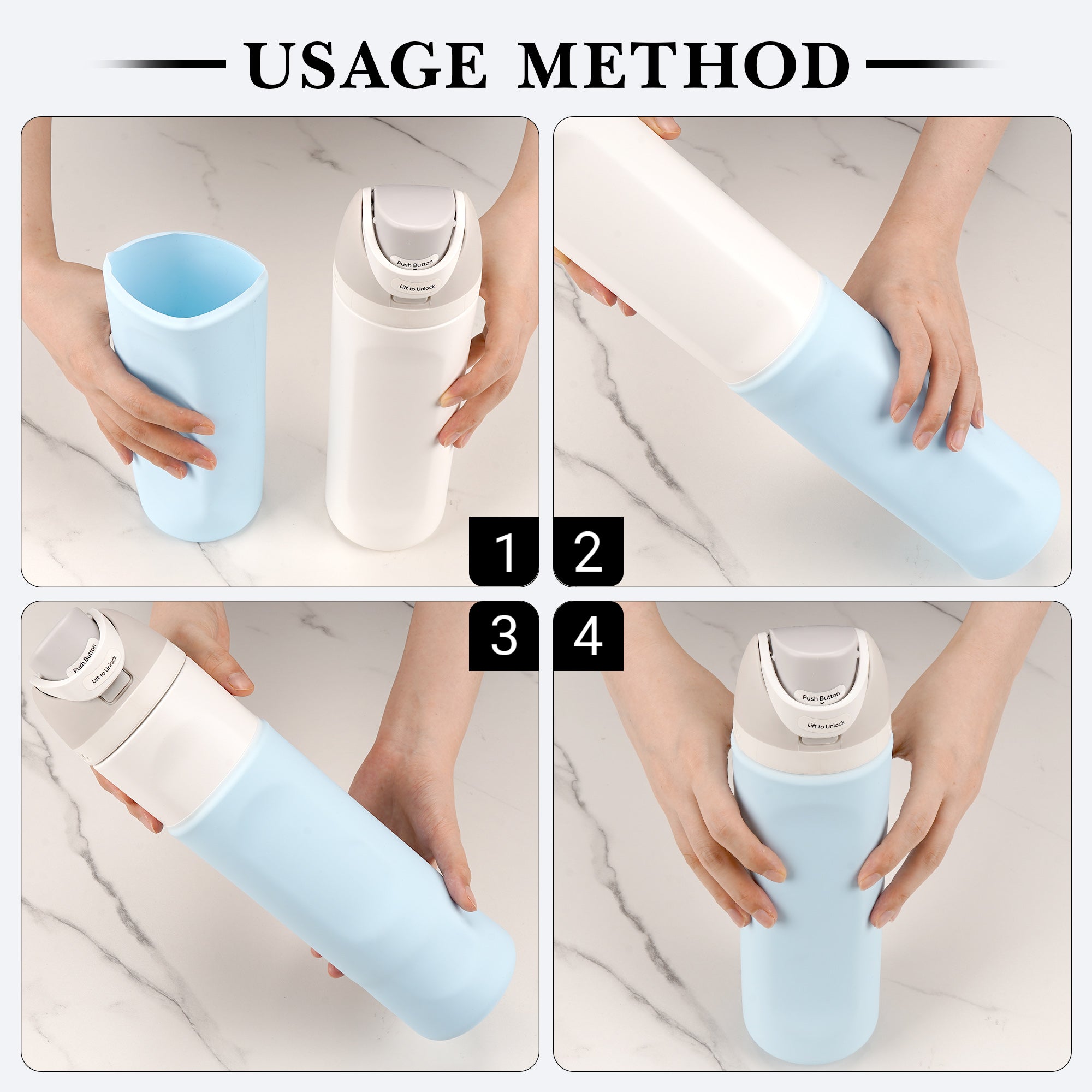 Linkidea Silicone Water Bottle Sleeve Compatible with Owala FreeSip 24oz, Anti-Slip Protector Waterbottle Boot, Bottle Bumper Cover, Blue