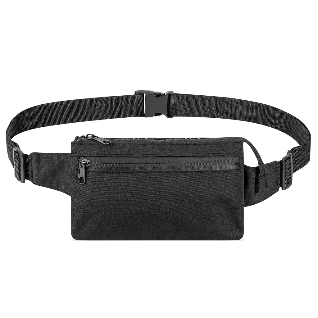 Extra Long Strap Fanny Pack, 59 Inch Max Adjustable Strap Plus Size Crossbody Bag, Extended Length Waist Bag for Travel Hiking Running Sports Black (Black)