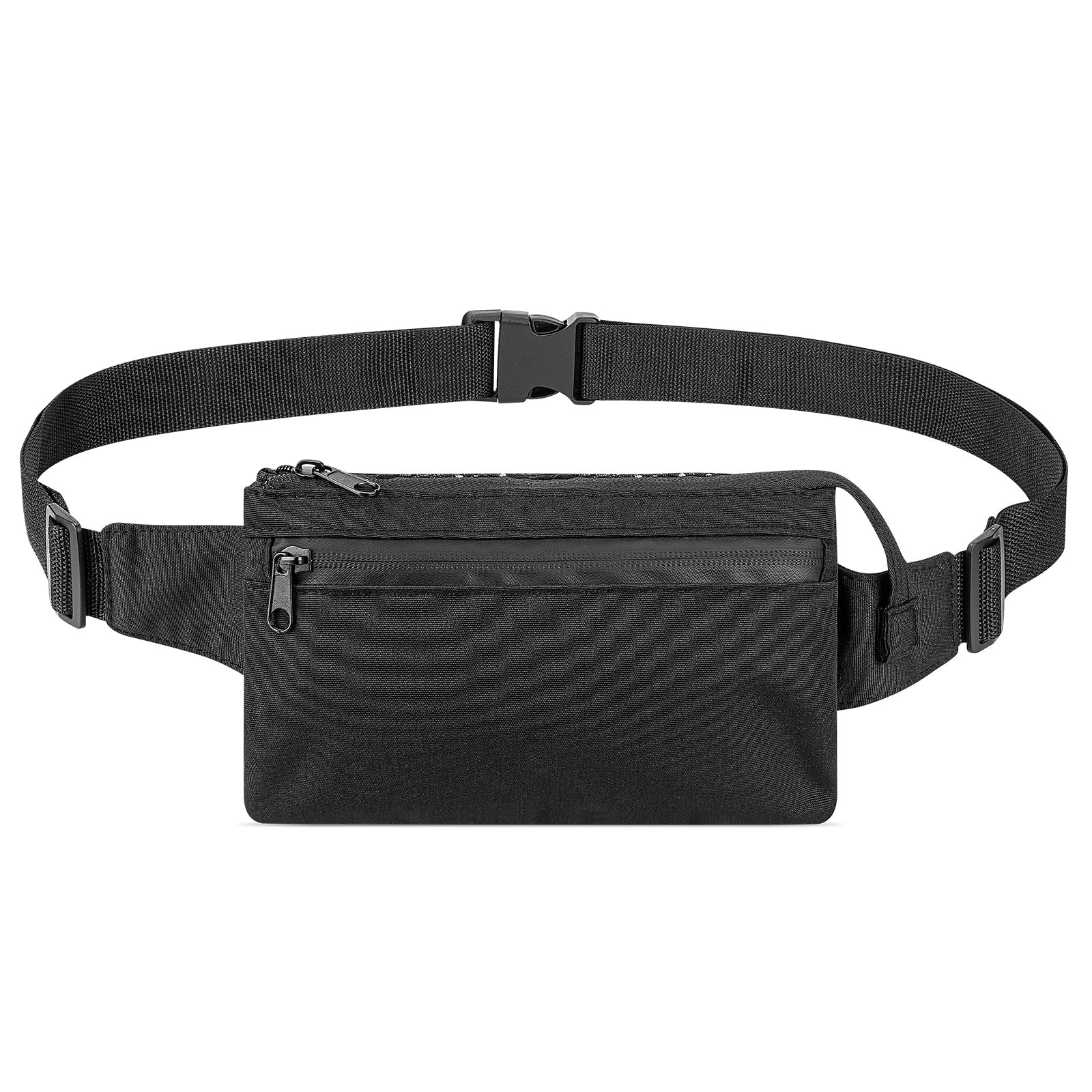 Extra Long Strap Fanny Pack, 59 Inch Max Adjustable Strap Plus Size Crossbody Bag, Extended Length Waist Bag for Travel Hiking Running Sports Black (Black)