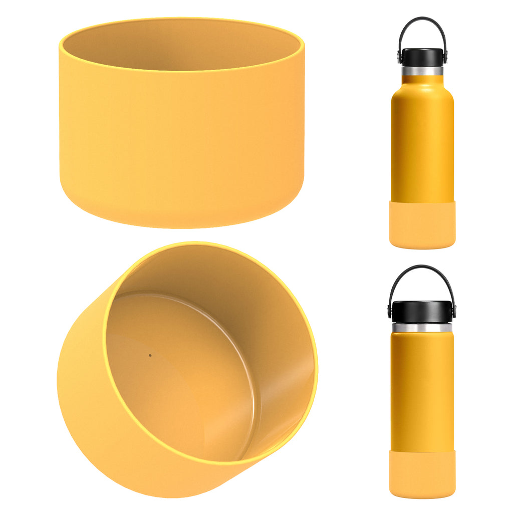 Linkidea 2 Pack Water Bottle Boot Compatible with Hydro Flask Wide Mouth Bottle 12oz/14oz/16oz/18oz/20oz, Silicone Bottle Bottom Sleeve Bumper Protector (York Yellow)