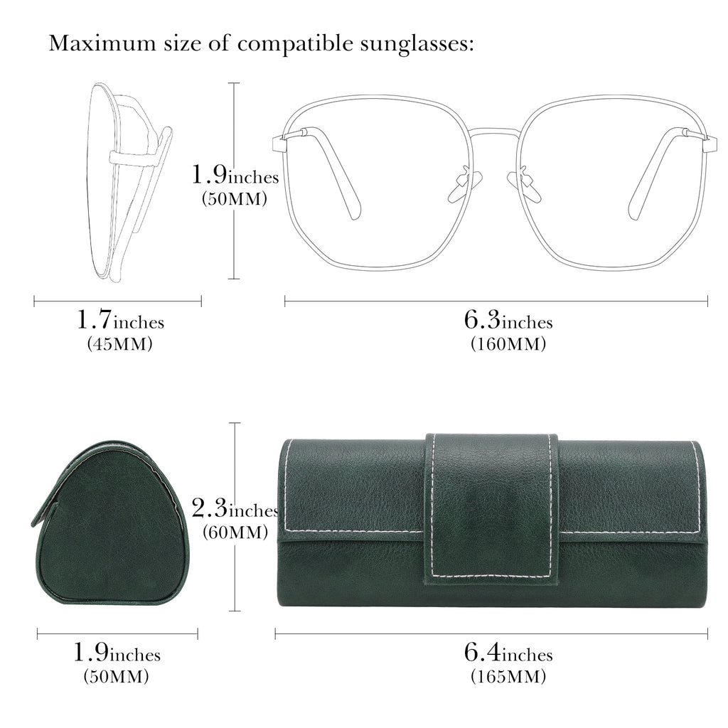 Extra Large Hard Shell Sunglasses Case, Oversized Sun Glasses Storage Organizer Compatible with Gucci GG0981S Prada PR 15W PR 24Z PR 15W Versace VE4473U VE4478U VE4479U (XL / Green)