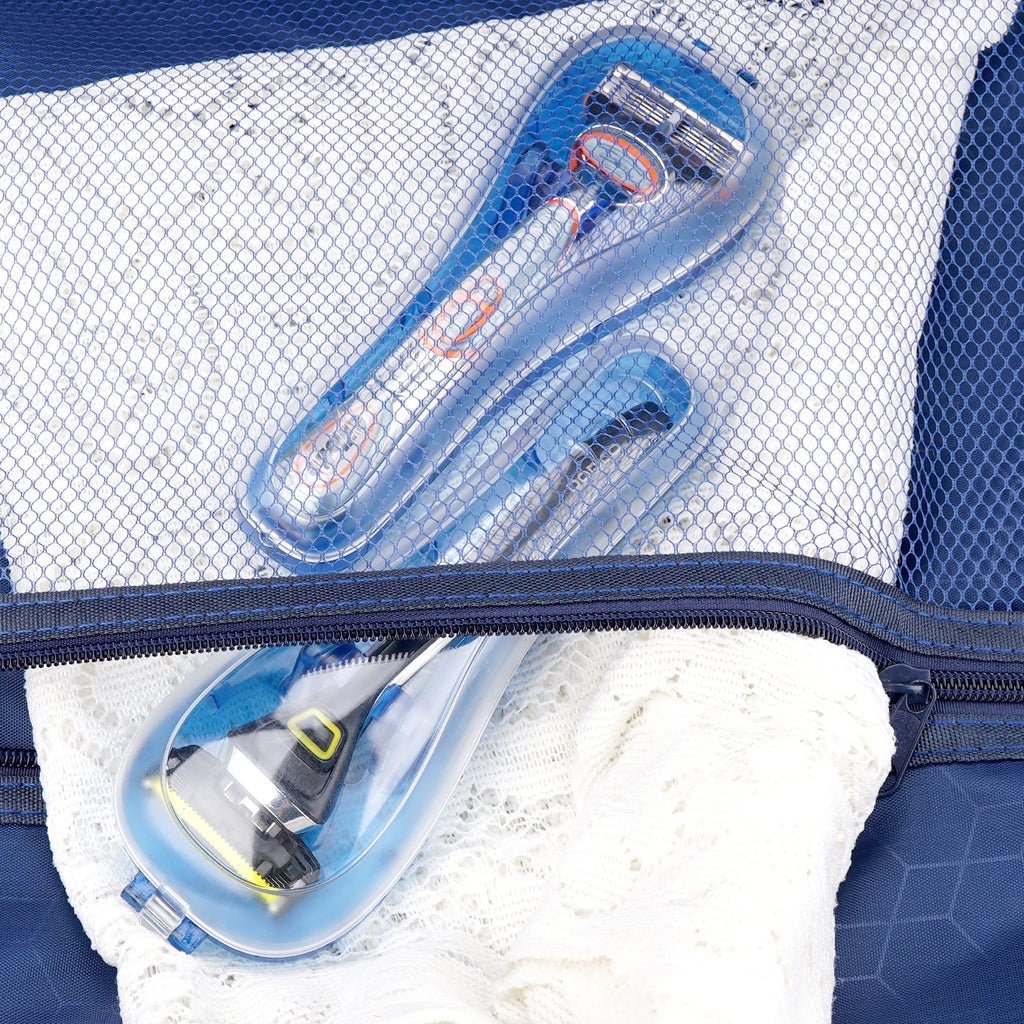 Linkidea 2 Pcs Portable Travel Razor Holder, Protective Razor Case Compatible with Fusion 5 ProGlide, Sensor 3, SkinGuard, Pace 6 Pro (Blue)