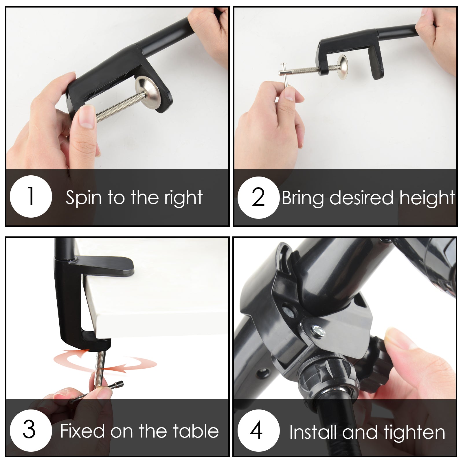 Linkidea Hands Free Blow Dryer Holder, Stainless Steel Grooming Dryer Hose Stand, Adjustable Hair Dryer Clamp Mount for Dog Pet Grooming Table Countertop (Black)