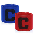 Linkidea 2 Pcs Kids Soccer Captain Armband, Breathable Nylon Arm Band, Elastic Adjustable Sports Accessories for Team Competition or Training for Age 6 - 9 (Blue & Red)