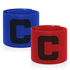 Linkidea 2 Pcs Kids Soccer Captain Armband, Breathable Nylon Arm Band, Elastic Adjustable Sports Accessories for Team Competition or Training for Age 6 - 9 (Blue & Red)