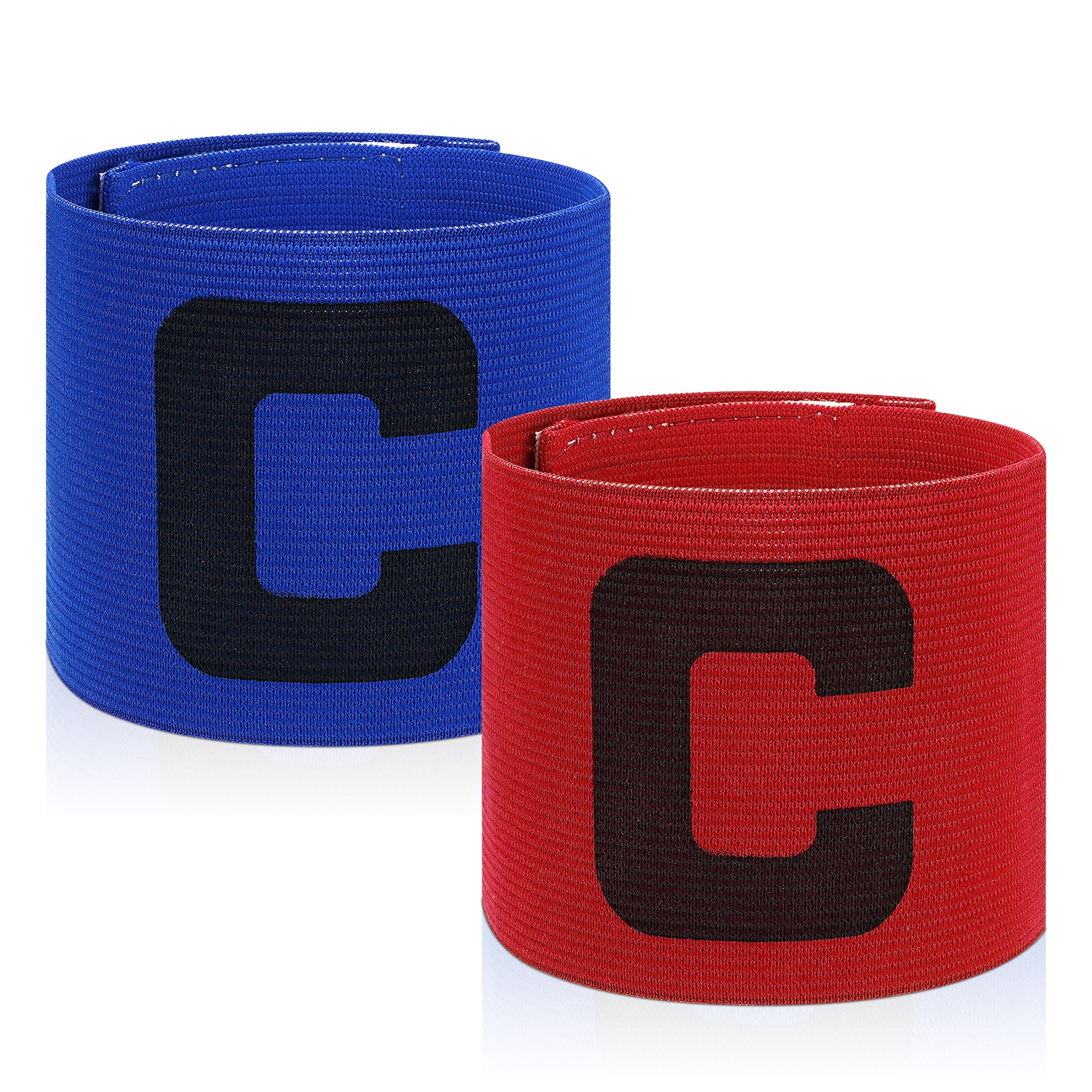 Linkidea 2 Pcs Kids Soccer Captain Armband, Breathable Nylon Arm Band, Elastic Adjustable Sports Accessories for Team Competition or Training for Age 6 - 9 (Blue & Red)