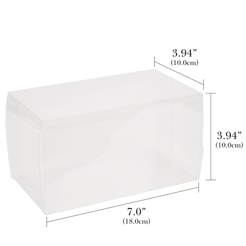 Linkidea 10 Pcs Clear Folding Storage Box, Transparent Storage Case for Dolls, Snacks & Candy, Plastic Display Container, Foldable Organizer Box (3.94'' x 7.0'')