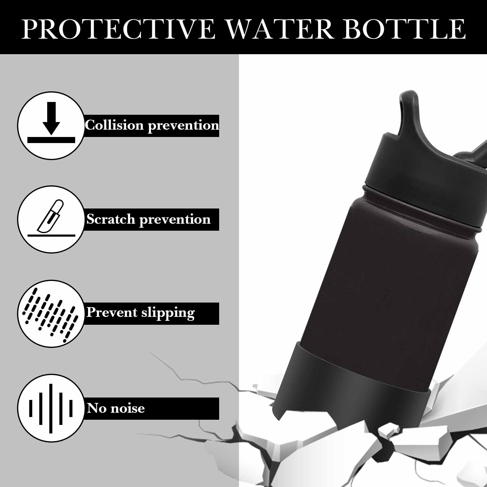Linkidea 2 Pack Water Bottle Boot Compatible with Simple Modern Summit Collection 14oz/18oz/22oz, Silicone Waterbottles Bottom Bumper Protector (Black)