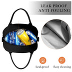Linkidea Lunch Bag for Adult, Canvas Insulated Lunch Bag with Two Carrying Mode, Large Capacity Lunch Tote Bag with Zipper Fits Daily Use, Compatible with Bentgo, Ello, Natraprow, Iteryn (Black)