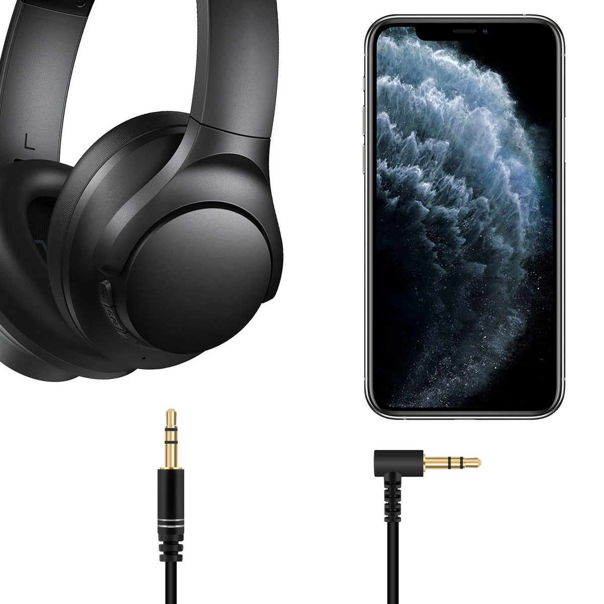 Audio Cable for Soundcore H30i, Life Q35/Q30/Q20 series, Vortex, Q20i, Space 2/One/Q45 Headphones, 3.5mm TRS Replacement Aux Cord (5ft / 1.5 m)