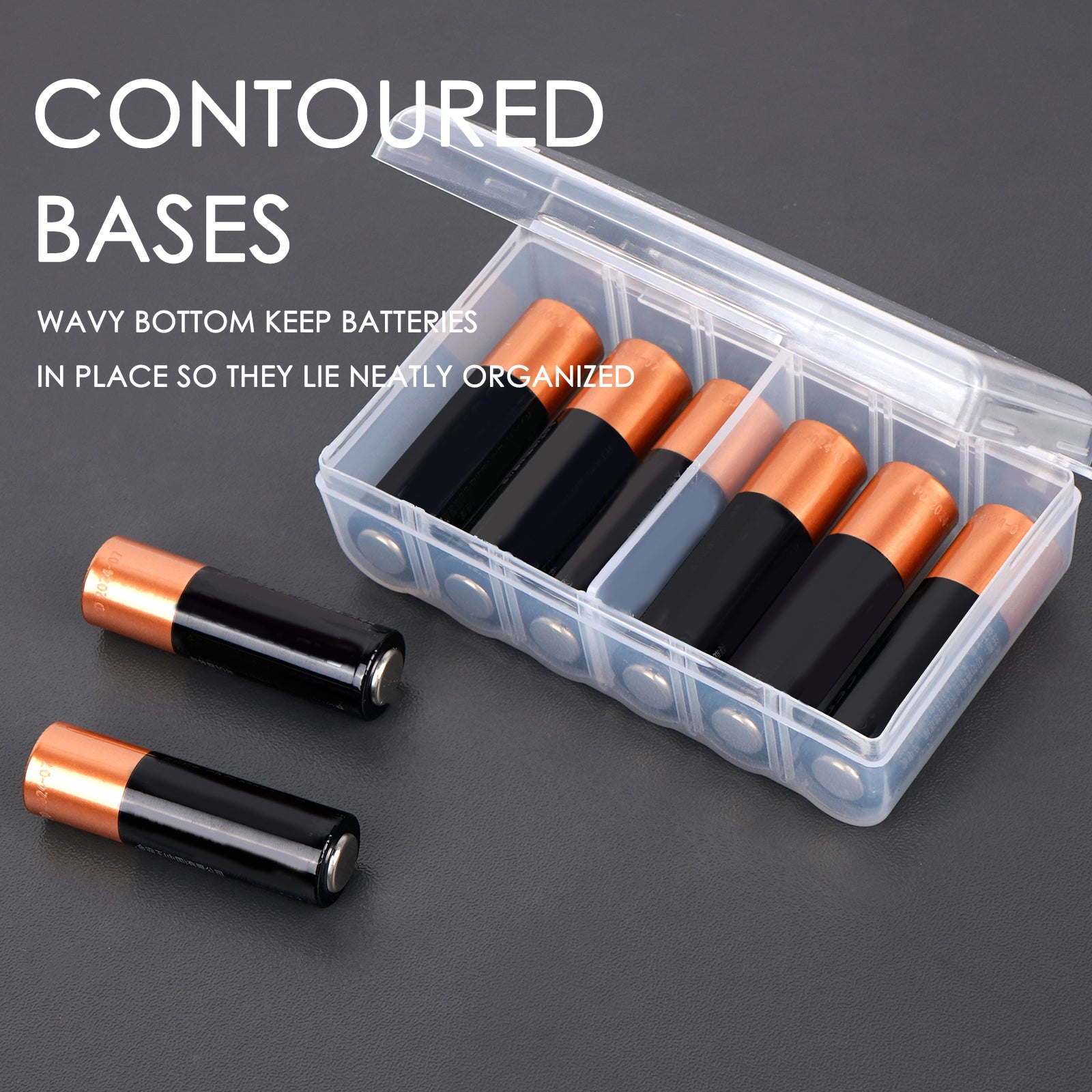 Linkidea 4 Packs Small AA Battery Storage Organizer Box, 12 AA Battery Storage Box, WaterProof Portable Battery Organizer with Rope Hole