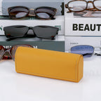 Extra Large Hard Shell Sunglasses Case, Yellow Vegan Leather Sun Glasses Storage Bag Pouch Organizer Compatible with Persol PO3357S PO3235S PO3366S RayBan RB3647N RB2197
