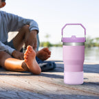 Linkidea 2 Pack Water Bottle Boot Compatible with Stanley Quencher H2.0 20oz/30oz/40oz, IceFlow Flip 20oz/30oz Tumbler, Silicone Bottle Bottom Sleeve Cover Bumper Protector (Orchid)