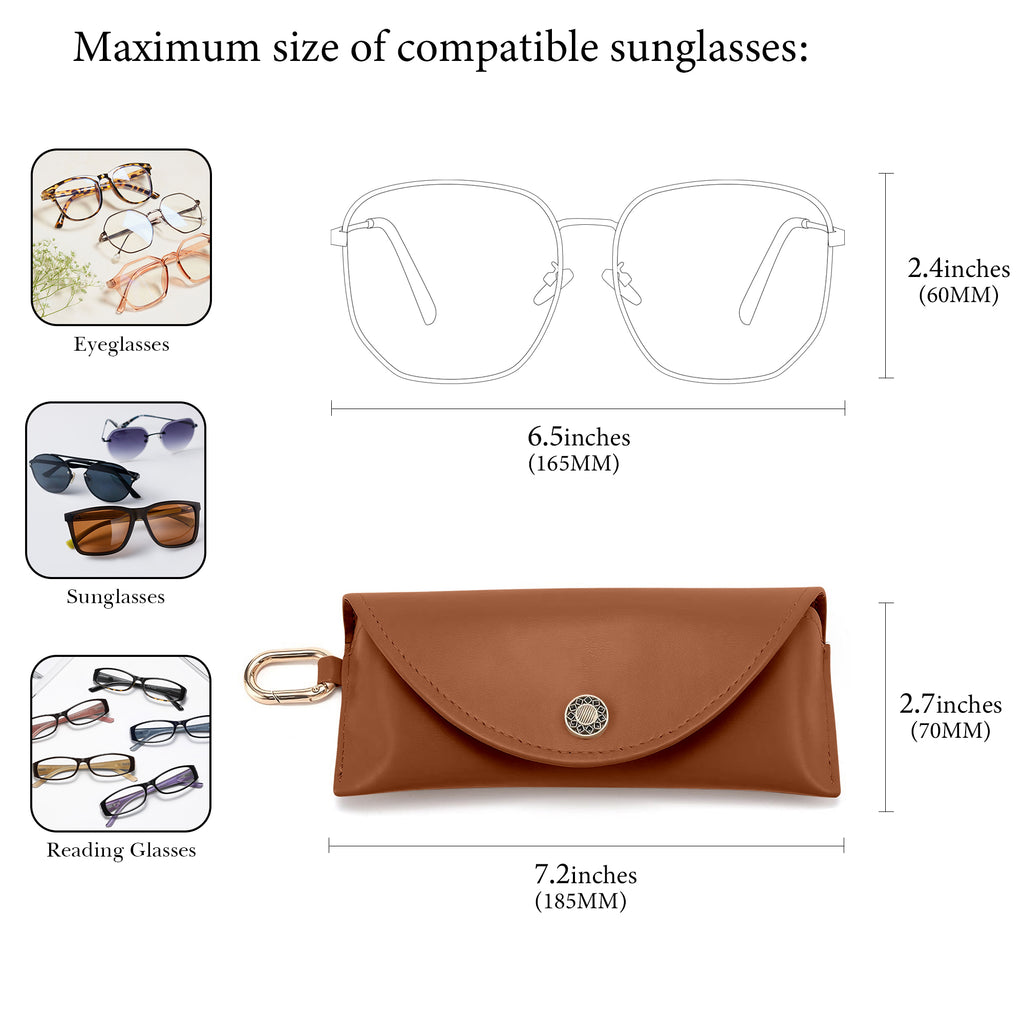 Linkidea Oversized Sunglasses Pouch, Large Frame Glasses Pouch for Sunglasses, Eyeglasses Travel Bag Compatible with Rayban Aviator Max/New Wayfarer (Brown)
