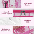 Linkidea Lunch Box for Adult, Transparent Lunch Bag with Shoulder Strap, Large Capacity Lunch Bag for Everyday Outings, Fits to Picnic and Daily Use (Pink)