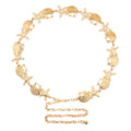 Chain Belt for Women, Metal Gold Shell Starfish with Faux Small Pearls Waist Belt, Max 47 Inch Adjustable Chunky Body Chain for Dresses, Party, Casual Wear, Fashion Jewelry Accessory