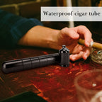 Linkidea Aluminum Cigar Holder Case for Men, 0.8" (2.1cm) Opening Diameter Portable Pocket Cigar Tube, Detachable Airtight Single Cigar Storage, Travel Cigar Container (Black)